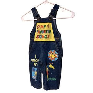 Vintage Kids IN Motion 1980's My Favorite Songs Bib Overalls 18M